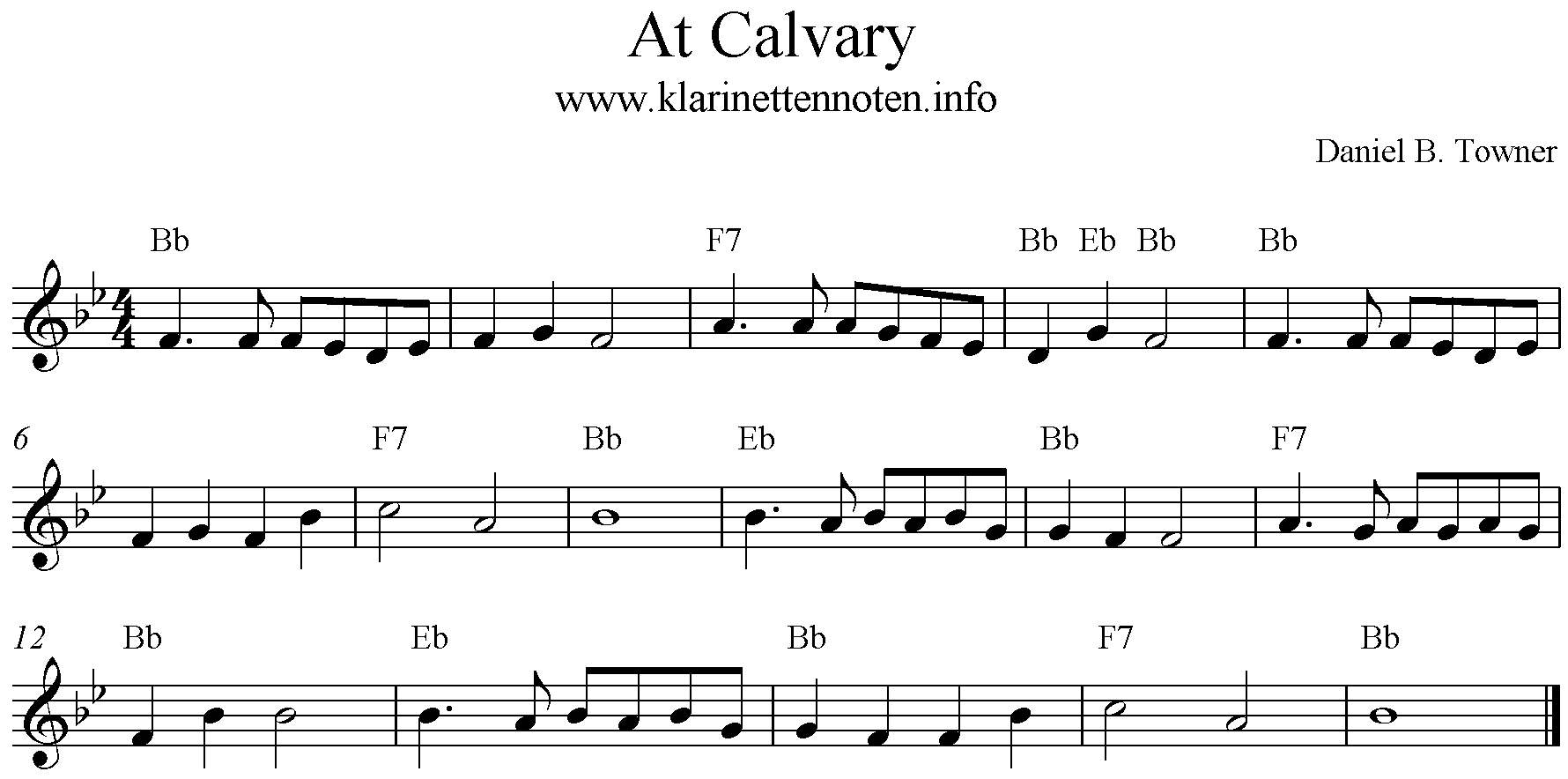 At Calvary, Bb-Major, Clarinet Low